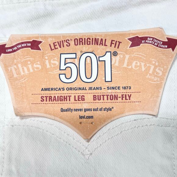 Levis 501 Original Fit Jeans 31x32 White Straight Leg Button Fly 100% Cotton New - Picture 13 of 14